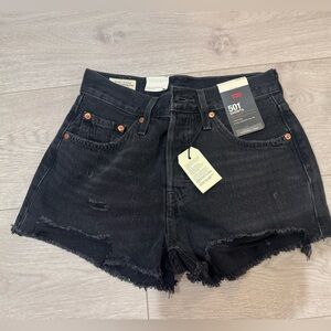 Levi's Distressed Black Jean Shorts